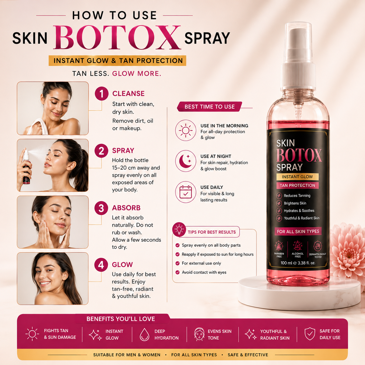 Skin Botox Spray For Tanning (Pack of 2)