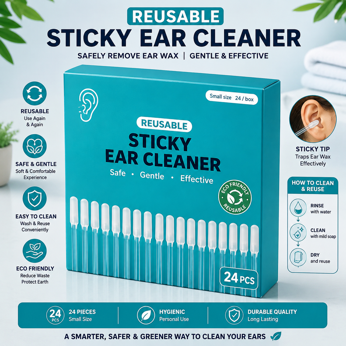 Reusable Sticky Ear wax Cleaner (Pack of 24)