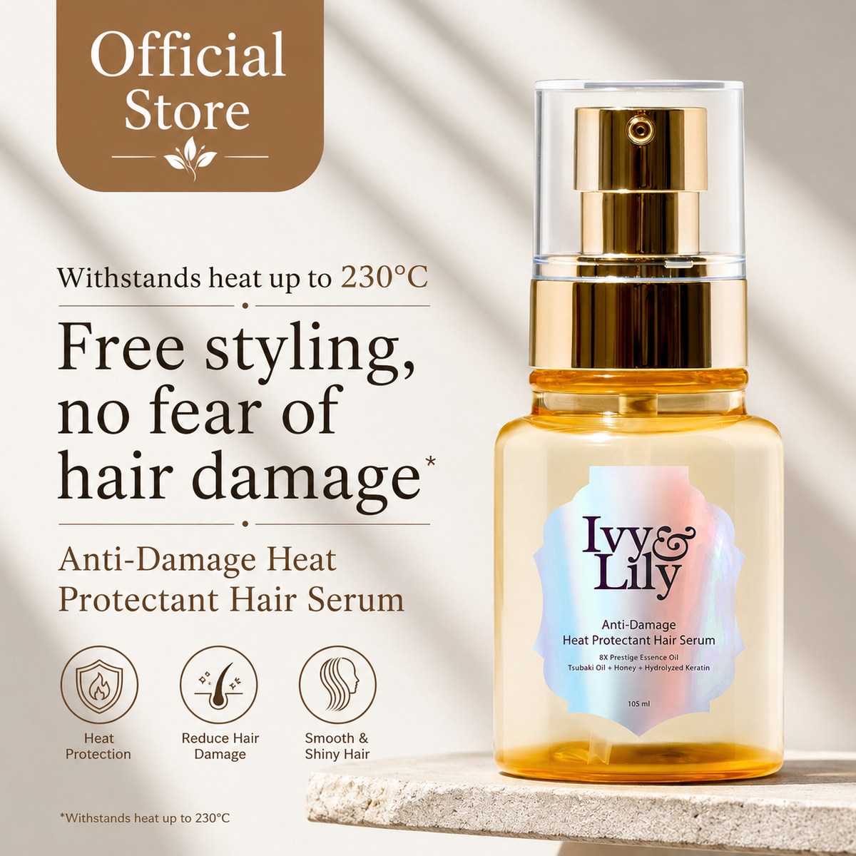 Ivy & Lily™ Anti-Damage Heat Protectant Hair Serum – Pack of 2