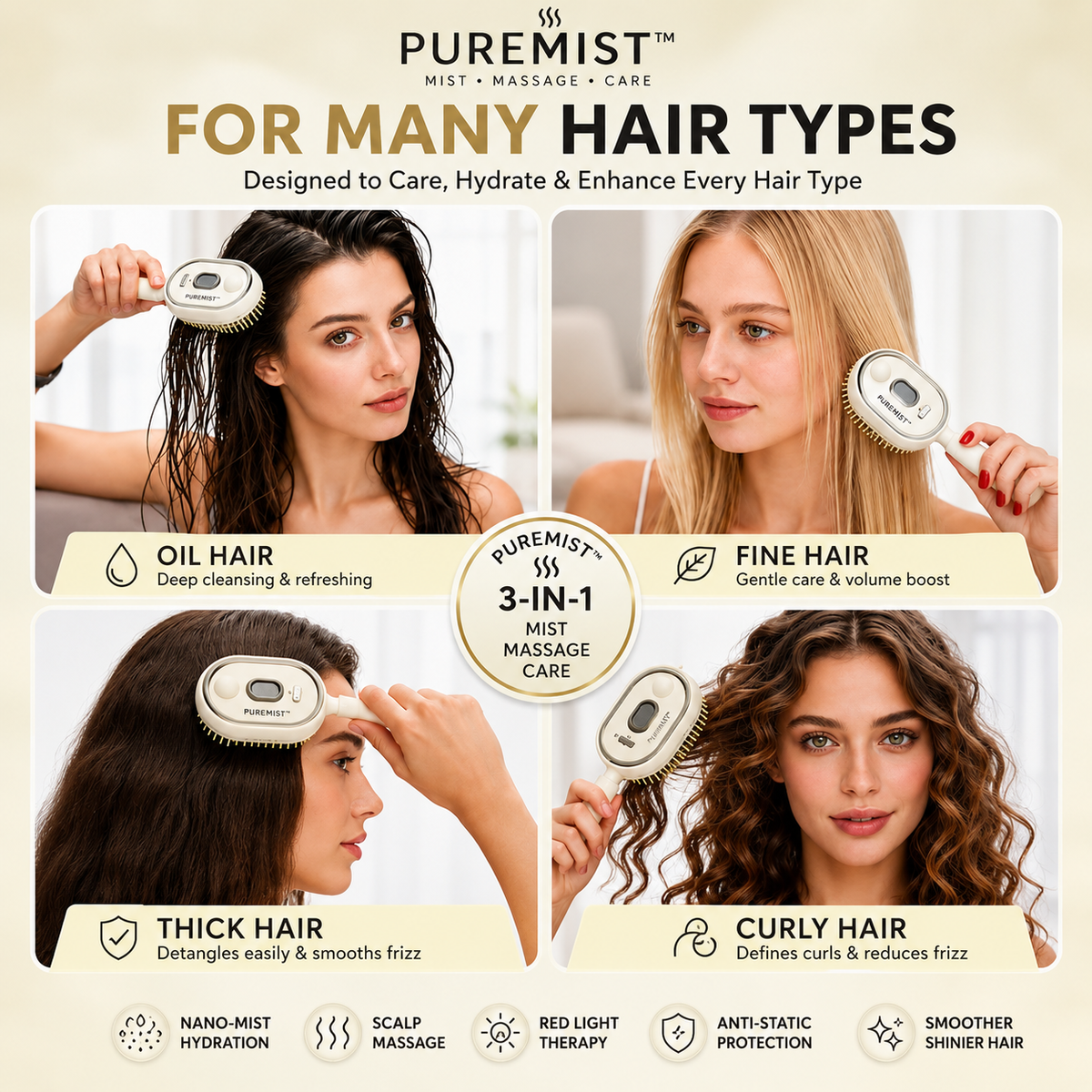 PUREMIST™ Hair Styling Brush (1 Year Warranty)