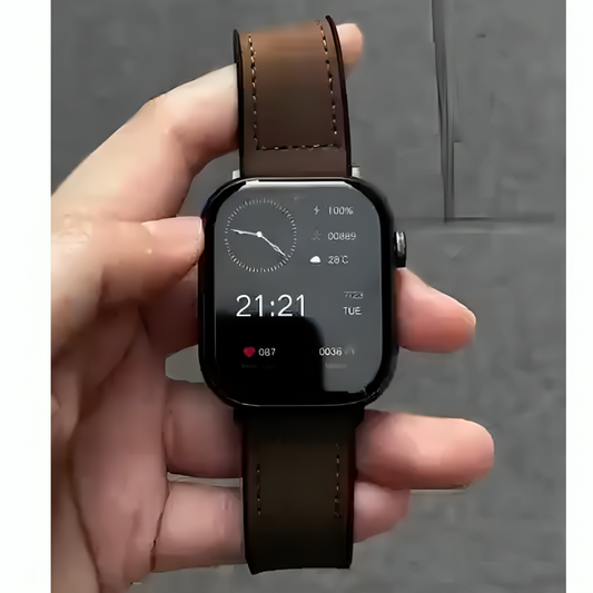 Premium Smart Watch with Adjustable Leather Strap (1 Year Warranty)